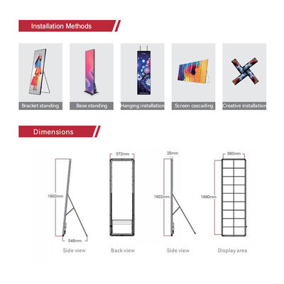 صفحه نمایش پوستر LED هوشمند P1.9، صفحه نمایش LED تجاری قابل حمل با ضخامت 2.5 سانتی متر
